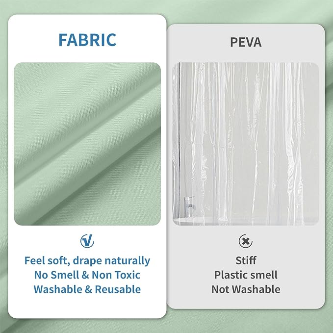 1 Pack Water-Repellent Fabric Shower Curtain Liner, 72x72 MintGreen | 100% polyester, 3 Magnets, Rustproof Grommets&Weighted Hem, quick-dry,machine washable, hotel quality for Standard bathroom