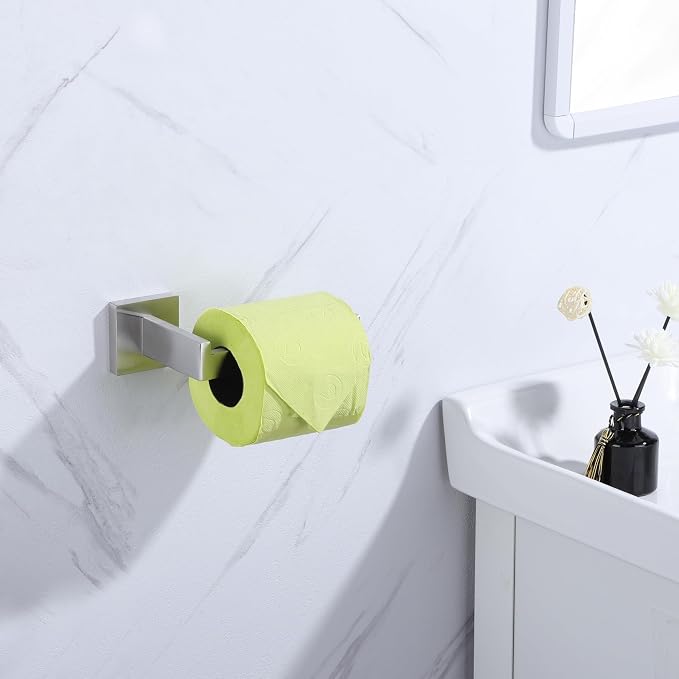 LANC Bathroom Toilet Paper Holder, Brushed Nickel Toilet Paper Roll Holder Wall Mounted for Bathroom Washroom, Contemporary Tissue Roll Holder TP Dispenser Hangers Stainless Steel, A8807BN