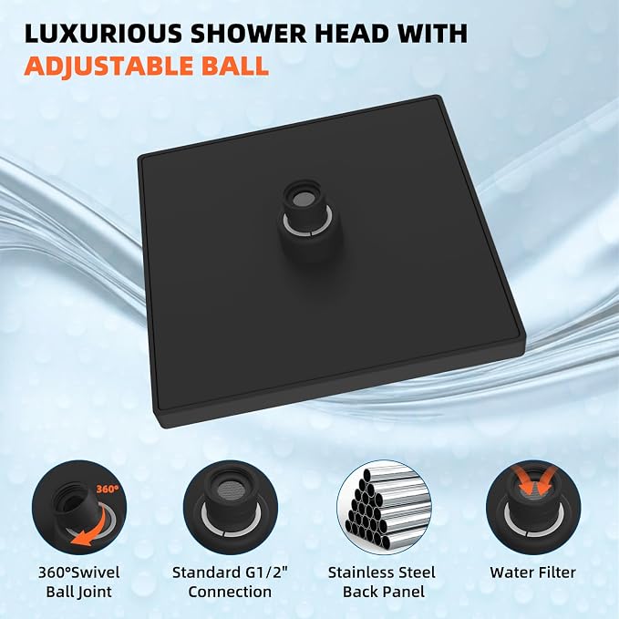 Hibbent cUPC Certified Thick Metal 6'' Rain Shower Head, Oil Rubbed Bronze | High Pressure Shower Head, Bathroom Waterfall Shower Heads, High Flow Fixed Showerheads with Adjustable Brass Ball Joint