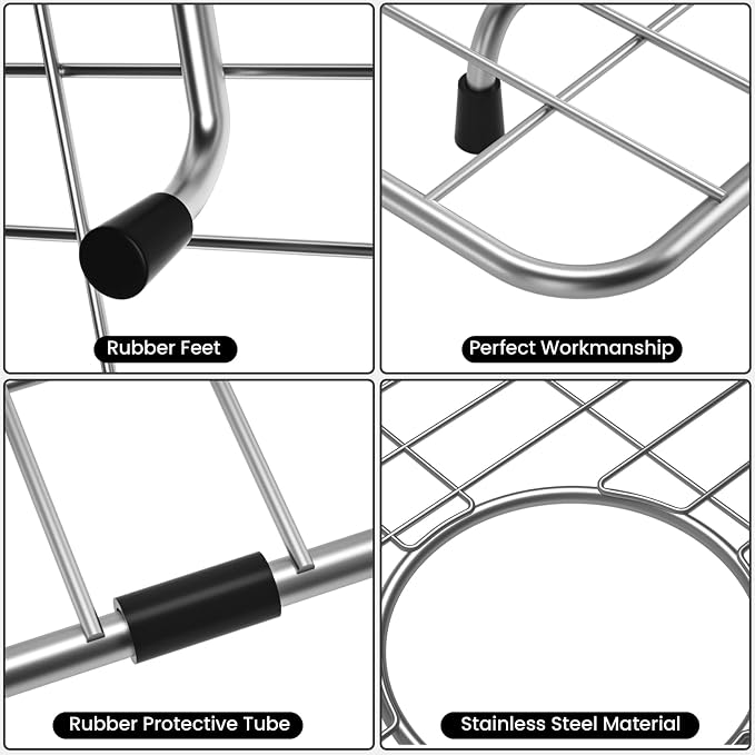 25-1/8" x 12-7/8" Sink Grid, Centered Drain with Corner Radius 1-1/2",Stainless Steel Material Sink Bottom Grid for Single Bowl Sink