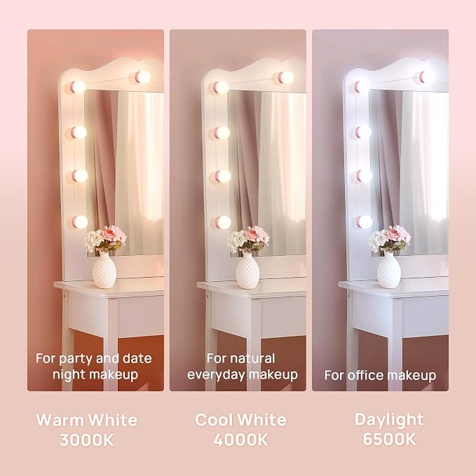 Consciot LED Vanity Lights for Mirror, Hollywood Style 10 Dimmable Bulbs | Adjustable Color & Brightness, USB Cable, Mirror Lights Stick on for Makeup Table Dressing Room Mirror