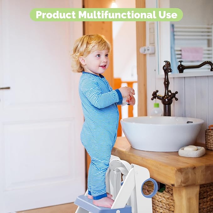 COOSEYA Toilet Seat, Potty Training Seat for Toddler, Upgraded 2-in-1 Potty Toilet Training for Boys and Girls,Waterproof Cushioned Mat with Non-slip Step Stool