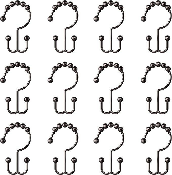 Zenna Home Metal Double Glide Shower Rings, Oil Rubbed Bronze – Set of 12 Heavy Duty, Rust-Resistant Shower Rings with Smooth Glide for Shower Curtains and Liners