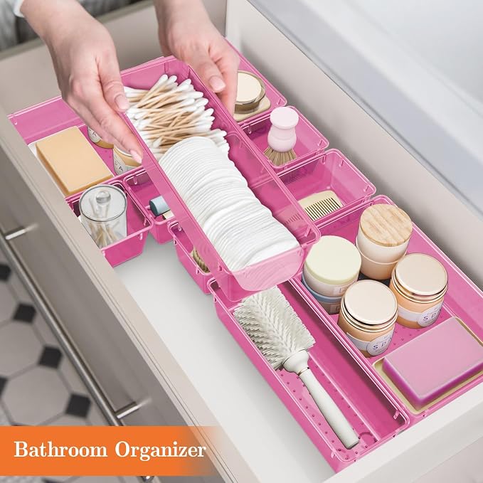 SpaceHacks 25 PCS Plastic Drawer Organizer, 4-Size Versatile Organizer Trays & storage Bins
