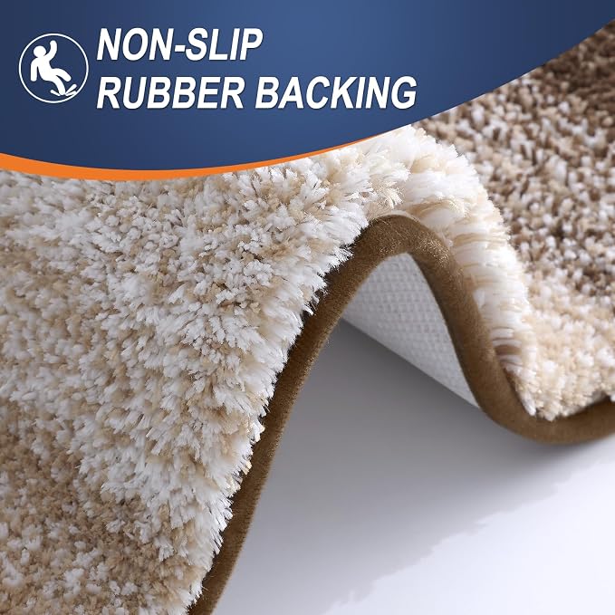 OLANLY Large Bathroom Rugs 50x30, Extra Soft Absorbent Microfiber Bath Rugs | Light Brown, Non-Slip Quick-Drying Rubber Backing, Washable Plush Bath Mat for Floor, Tub and Shower, Home Decor Accessories