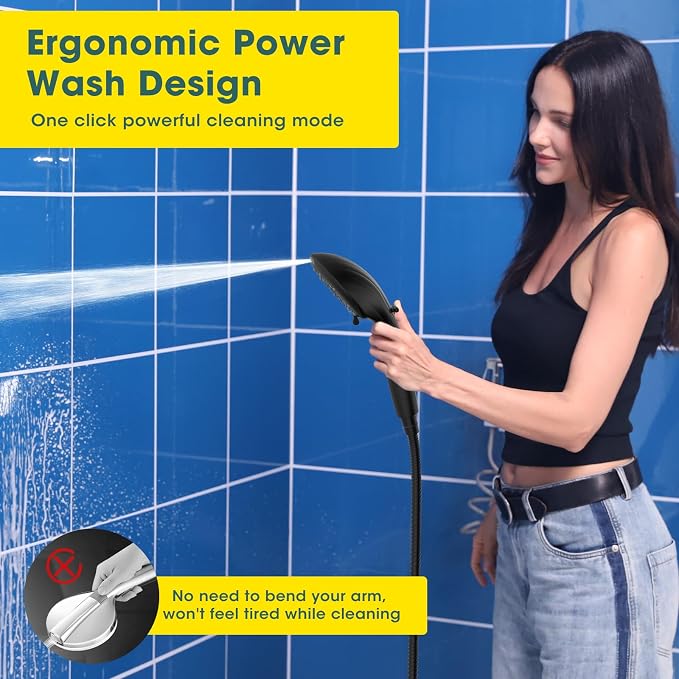 Filtered Shower Head with Handheld, High Pressure 8 Sprays, Black | 80" Long Stainless Hose, Built-in Power Wash, Water Softener Filter Beads for Hard Water - Remove Chlorine, Reduce Dry Skin