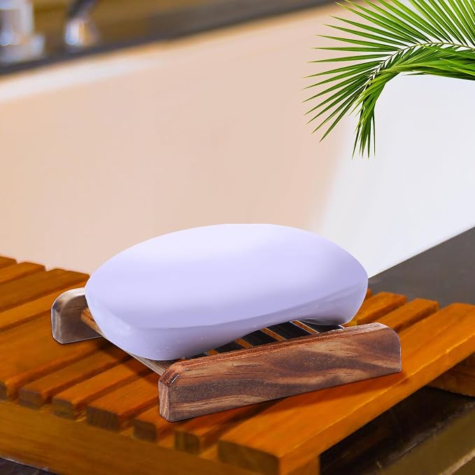 100 Pcs Bamboo Wood Soap Dish Bulk Bathroom Wooden Soap Holder Savers Self Draining Dishes Handcraft Tray, 3.3 x 3.3 x 0.67 Inch (Charcoal Color)