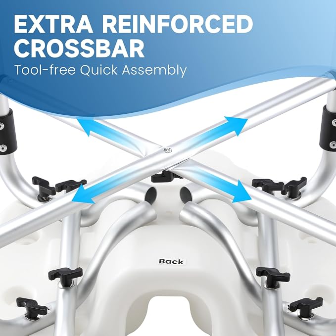 U-Shaped Shower Chair for Inside Shower, Adjustable Chair with Arms & Back | FSA/HSA Eligible, 600lb Capacity, Crossbar Design, Adjustable Height, Tool-Free, Non-Slip Bath Chair for Elderly and Disabled