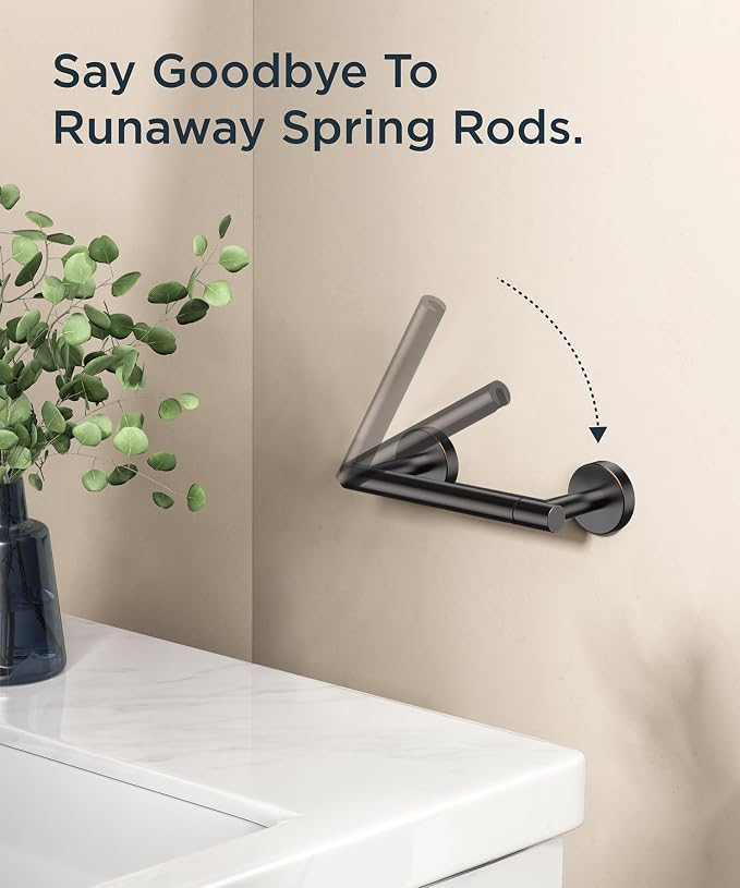 FORIOUS Commercial Toilet Paper Holder Wall Mount Bathroom Tissue Holder | Oil Rubbed Bronze | SUS304 Stainless Steel Rustproof | Double Post Pivoting Toilet Paper Roll Holder | Screw-In | Round Base
