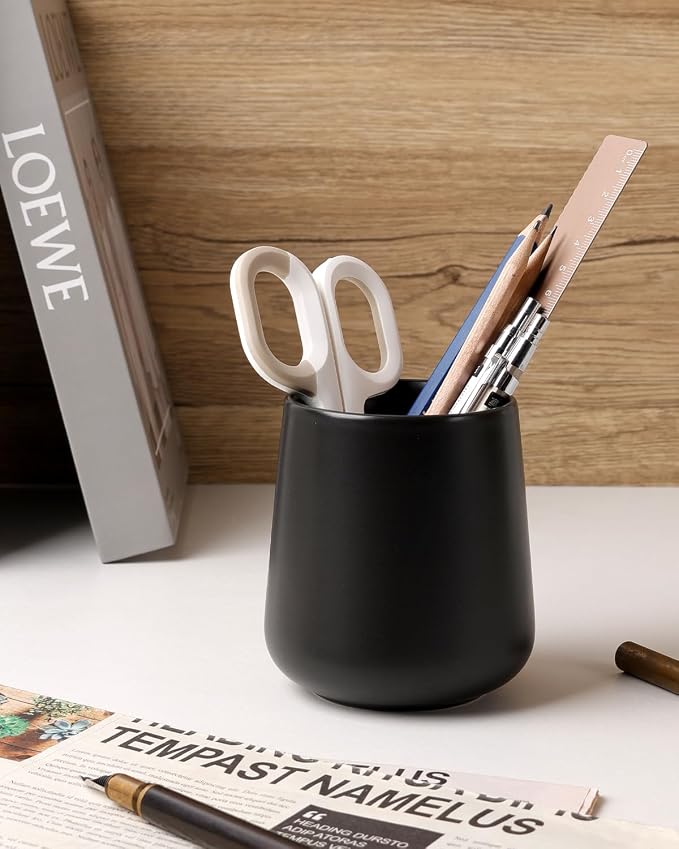 BosilunLife Bathroom Toothbrush Holder - Ceramic Toothbrush Cup Holder 13Oz White Toothbrush Holder for Bathroom Toothbrush and Toothpaste Holder for Bathroom Vanity Countertop, Ideal for Home, Hotel