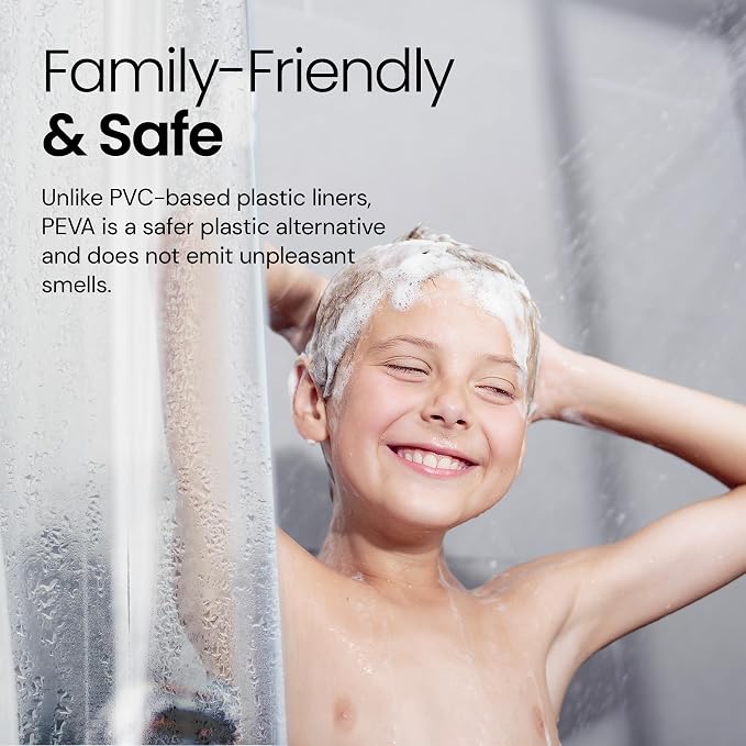 LiBa Shower Curtain PEVA 10G, 72x78 Inch Waterproof Clear | Heavy duty, waterproof plastic shower curtain, rust-proof grommets, weighted magnets, bathroom accessories