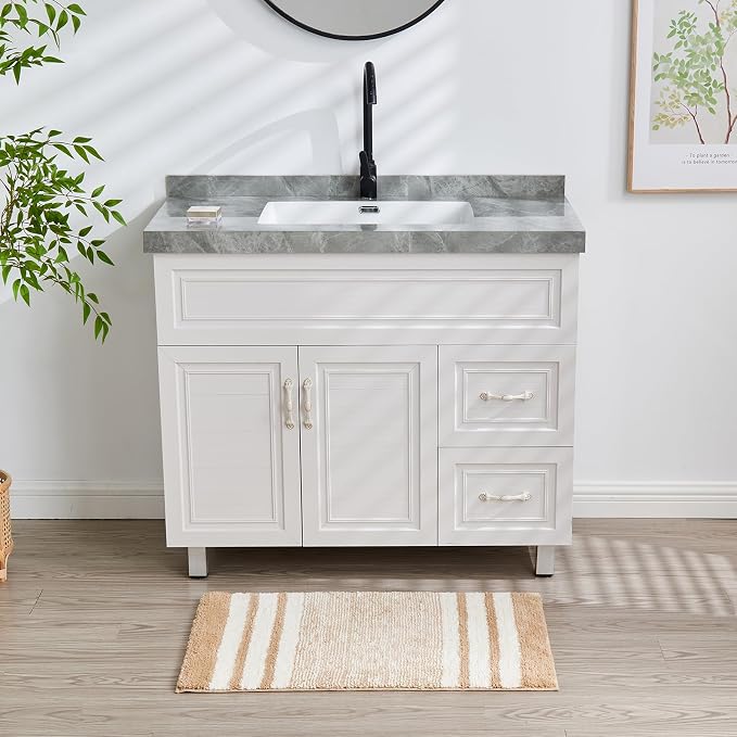 CozeCube Beige Striped 36"x24" Non Slip Washable Bath Mat | For Bathroom, Fluffy Absorbent Microfiber Bath Mats Machine Wash, Stylish Large Aesthetic Bathroom Rugs