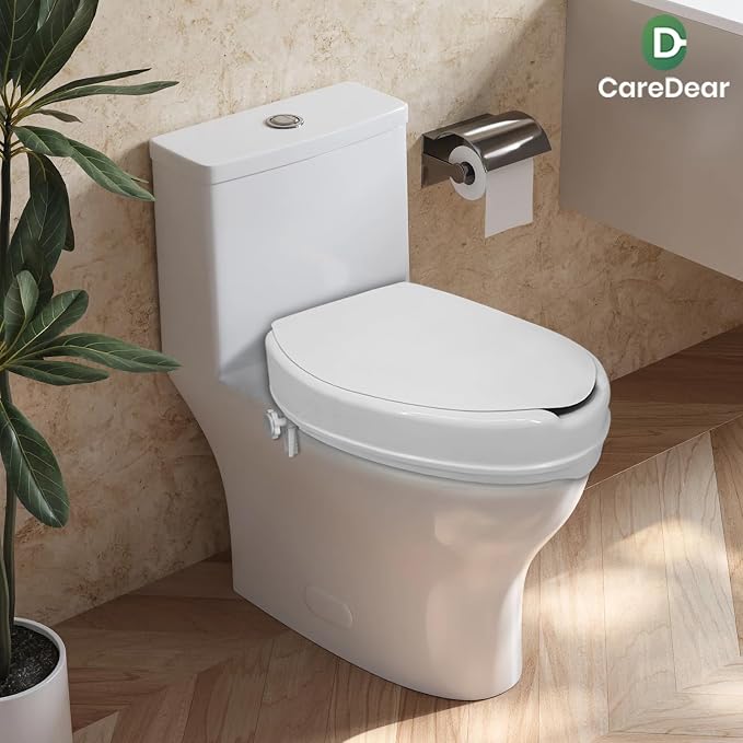 Raised Toilet Seat with Lid for Elderly, 4" High Toilet Seat for Elongated or Standard Commode, Raised Toilet Seat for Seniors, Handicap Toilet Seat Riser with Cover