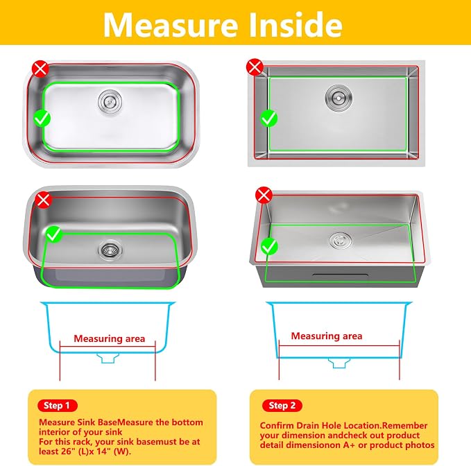Sink Protectors for Kitchen Sink26"x14"Rear Drain kitchen Sink Mat | Protector for sinks and dish,Food-grade silicone,Non-slip and raised feet,Withstand to 500F,Dishwasher Washing