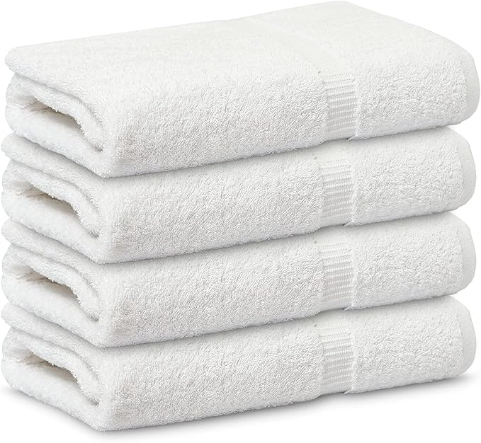 Premium Bath Towel Set (Pack of 16,27 x 54) 100% Ring-Spun Cotton Towels for Hotel, Spa, Soft and Absorbent (27 x 54, White - 16 Pcs)
