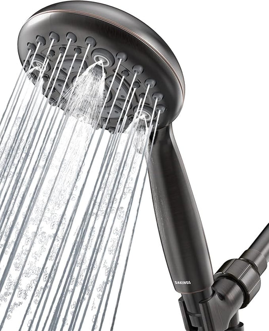 6 Spray Modes High Pressure Handheld Showerhead Set Upgraded | 5 Inches Shower Head with Handheld Spray Oil Rubbed Bronze Handheld Shower Head 60 Inches Stainless Steel Hose-1-Min Install