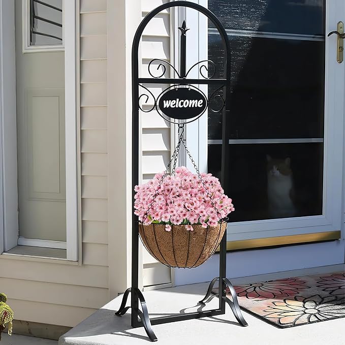 24PCS Artificial Pink Flowers for Outdoors, Realistic Silk Flowers | for Hanging Baskets, Window Boxes & Planters, Porch, Yard, Garden, Spring Summer Outdoor Home Decorations