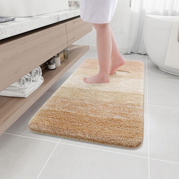 Arotive Microfiber Bathroom Rugs, Shaggy Soft Absorbent Bath Rug, 40x24 | Beige, Rubber Backing Thick Plush Machine Washable Dry Bath Mats for Bathroom, Tub and Shower, Rectangular