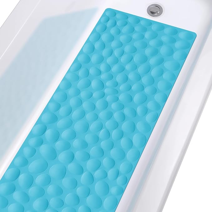 Non-Slip Bathtub Mat OTHWAY Soft Rubber Bathroom Bathmat with Strong Suction Cups (Blue)