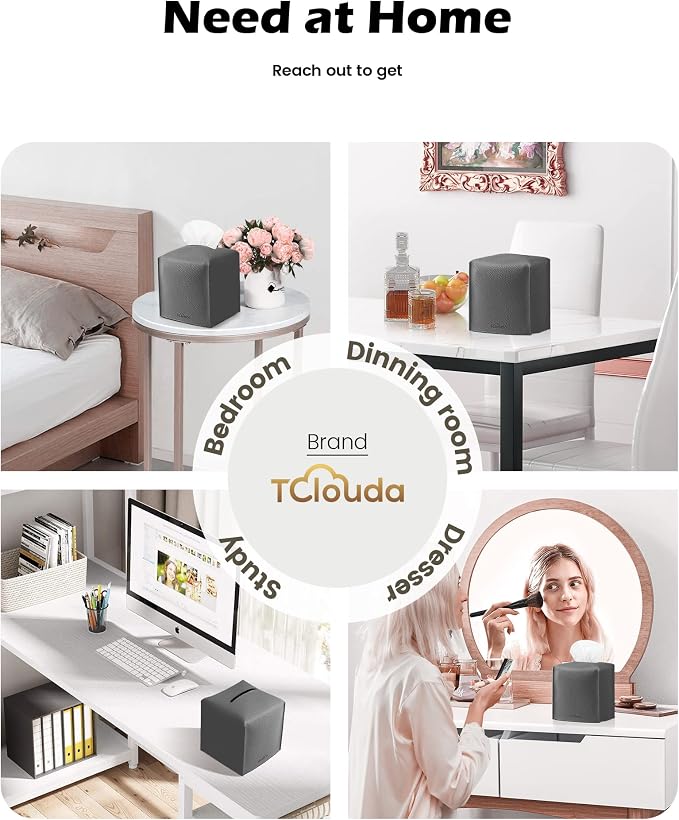 Tissue Box Cover for PU Leather, Modern Simple Solid Color Holder Square Tissue Bag, Ideal for Bathrooms,Office,Car,Outdoor Tent,Dining Table,5"X5"X5", Double Charcoal