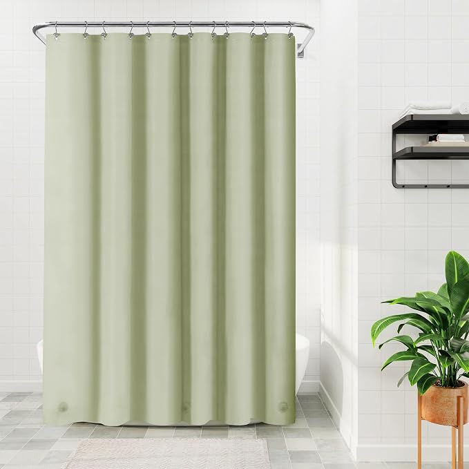 Barossa Design Sage Green Shower Curtain Liner Standard Size | Premium PEVA, BPA & PVC Free, No Chemical Smell, Metal Grommets, Lightweight Shower Curtain with 3 Magnets for Bathroom