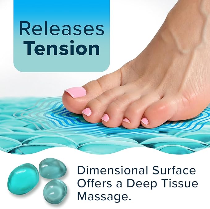 SlipX Solutions 38"x17" Pebble Non Slip Mat for Bath & Shower, Aqua | Foot Massaging Accupressure Bathtub Mat, River Rock Look, 188 Suction Cups, Machine Washable