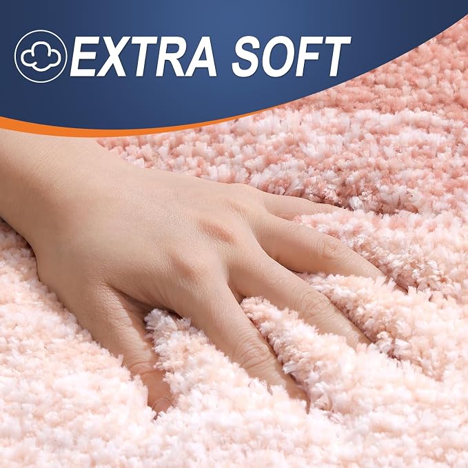 OLANLY Large Bathroom Rugs 44x32, Extra Soft Absorbent Microfiber Bath Rugs | Peach, Non-Slip Quick-Drying Rubber Backing, Washable Plush Bath Mat for Floor, Tub and Shower, Home Decor Accessories