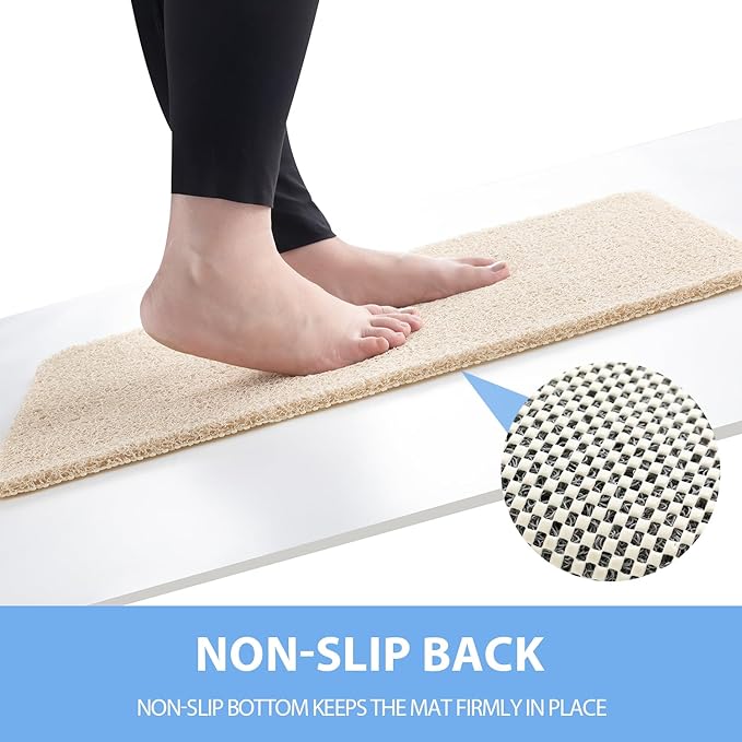 Hargiis Non-Slip Bathtub Mat, Anti Slip Shower Mat, Fast Drying Bathtub Mats, Foot Scrubber Mat, Anti Slip Mat for Tub, Floor, Bathroom, Kitchen, Home, Hotel (Beige 36"×24")