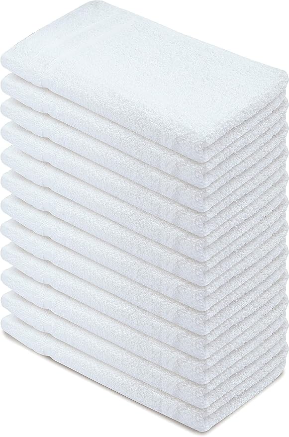 Basic Hand Towels 16x26 Inches – Bulk Pack of 96 – White Color – Soft and Absorbent Multipurpose Cotton Towels for Bathroom, Spa, Gym, Salon, Hotel, and Everyday Use