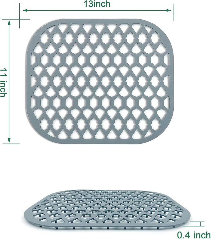 Sink Protectors for Kitchen Sink 13x11 &16x12 & 18x16 & 19x14 & 21x16 & 22x13 & 24x13 & 25x16 & 26x14 & 28x14 & 30x16, Silicone Sink Mat Grid (13"x11", 2 Packs)