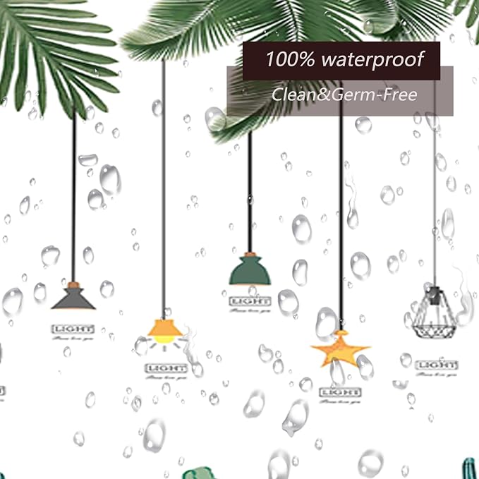 TIKABC Shower Curtain Liner, 4G PEVA Banana Leaves Shower Liner, Plastic Waterproof Shower Curtains, 72x72 inch with Grommet Holes 3 Magnetic Weights