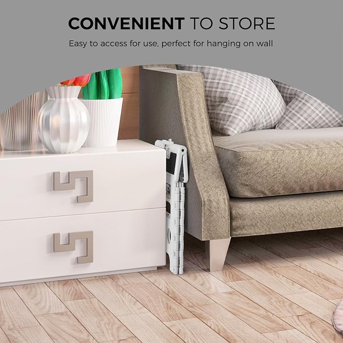 ACKO Folding Step Stool - 13" Height Premium Heavy Duty Step Stools for Adults and Kids, Upgrade Step Stool Kitchen Garden Bathroom Stepping Stool (White) | Collapsible Heavy Duty Foldable Stools, Portable Foot Stepping Stool Holds 300 lbs, Kitchen Bat...