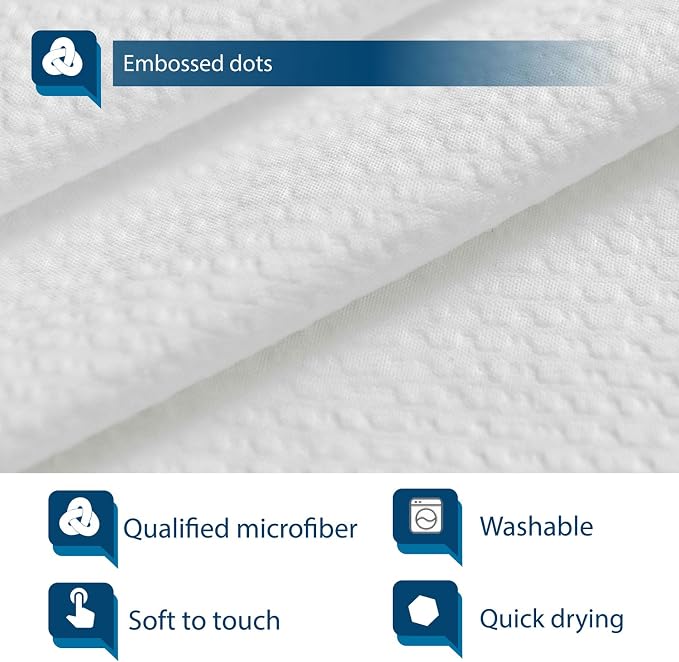 Barossa Design Soft Microfiber Fabric Shower Liner or Curtain White | Hotel Quality, Machine Washable, Water Repellent 70W x 72H Lightweight Cloth Shower Curtain for Bathroom/Tub