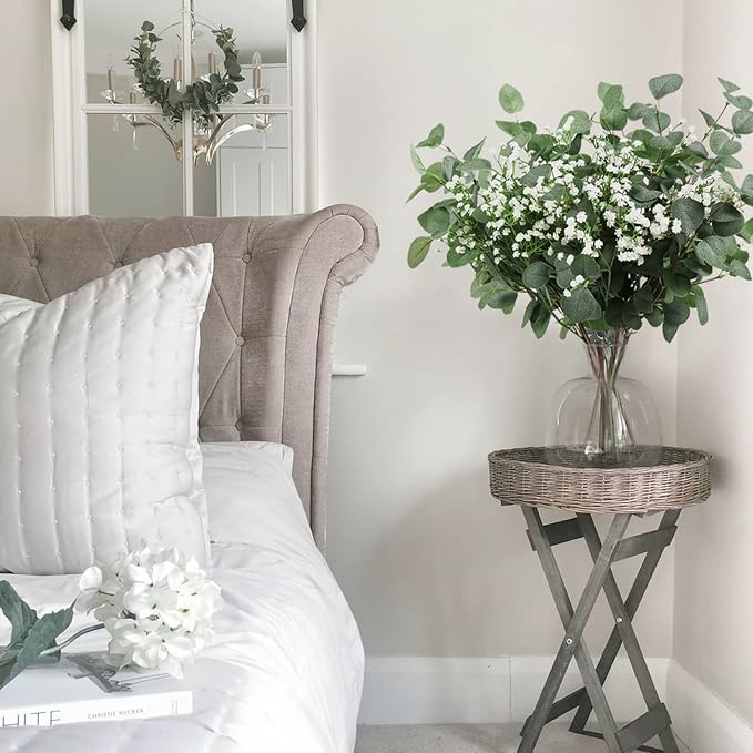 Beferr 5pcs Eucalyptus Stems & 6pcs Babys Breath Artificial Flowers Faux Greenery Bouquets for Wedding Table Centerpiece Home Decor