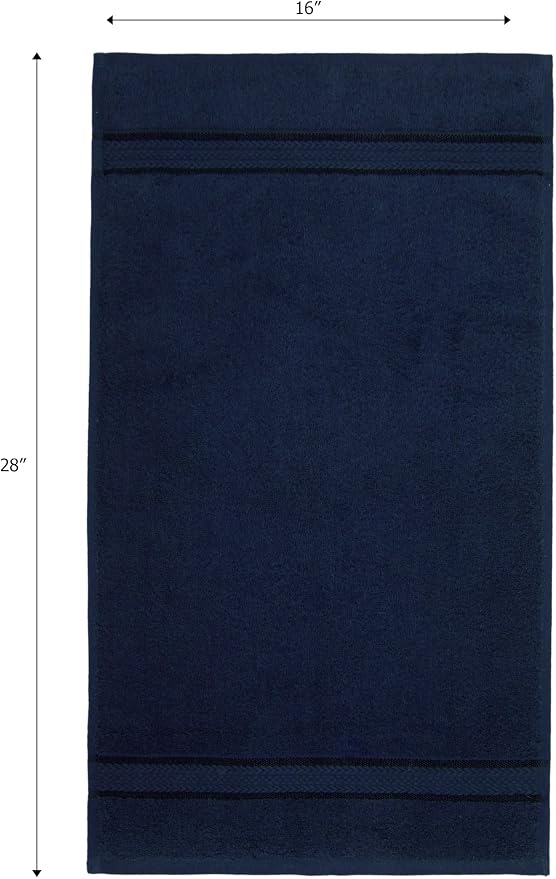 COTTON CRAFT Ultra Soft Hand Towels - 6 Pack 100% Ringspun Cotton Towel Set | Large 16x28 inch Navy Hand Towels with a Luxurious Rayon Border - Plush Absorbent 580 GSM Easy Care - Ideal for Everyday use