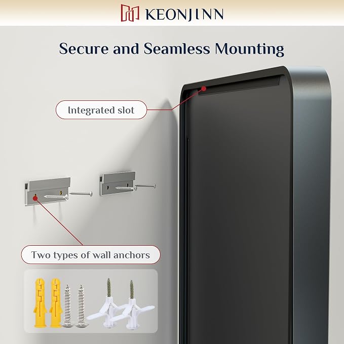 Keonjinn 60 x 40 Inch Black Bathroom Mirrors for Over Sink, Tempered Glass | Sandblasted Finish, Matte Black Vanity Mirror, Anti-Rust, Seamless Aluminum Frame, Rounded Rectangle, French Cleat Mount