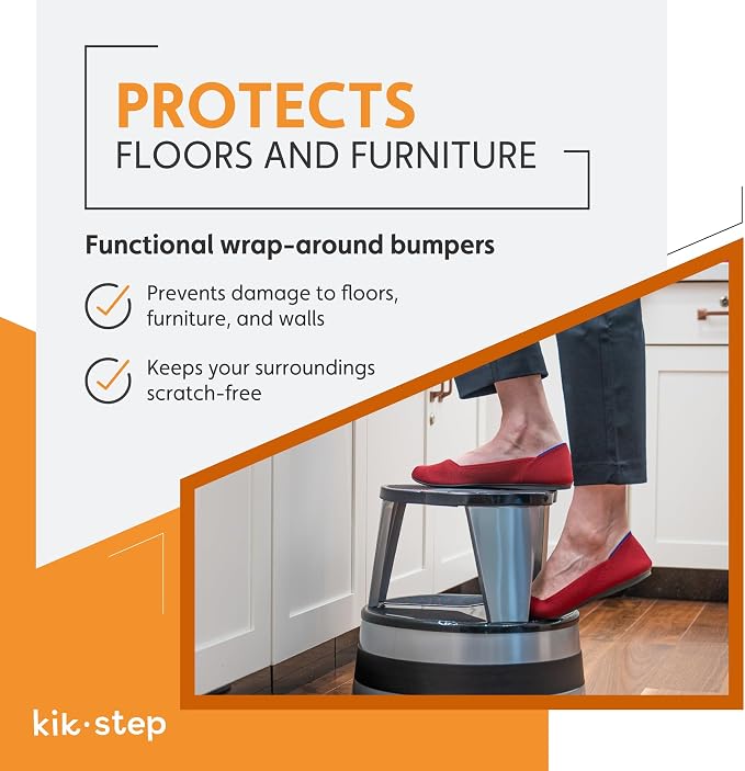 Cramer Kik Step Steel Step Stool - Two Step Stool, Holds 350 lbs (Orange)