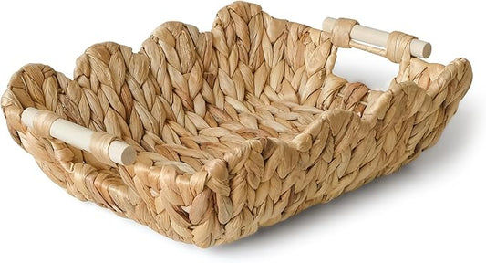 Wicker Baskets For Storage,Woven Basket For Organizing, Natural Water Hyacinth Decorative Basket, Empty Gift Baskets