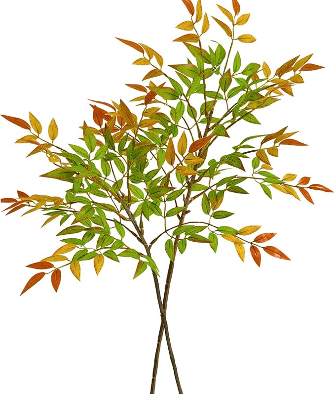 2 Pcs Artificial Plants Faux Branches for Vase Filler, 35.4 Inch Fake Plants Greenery Stems for Vase Spring Decorations Fall Decor, Fake Leaves Office Centerpieces Home Decor