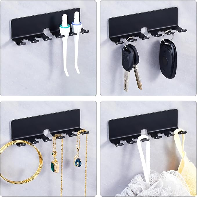 Electric Toothbrush Head Holder, Toothbrush Holders Wall Mounted, Electric Toothbrushs Holder, Bathroom Shower Tooth Brushing Holder, Tooth Brush Head Holder Organiser (Black, Large)