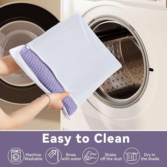 Triohero Bathroom Rugs Non Slip Washable, Super Absorbent Thin Bath Mat Quick Dry Low Pile Bathroom Rug, Lavender 24"x47"