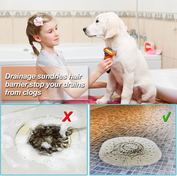 Bovinde Hair Drain Catcher Square for Shower 2 PCS (Traffic Black Grey) | Drainer Cover Silicone Hair Stopper with Suction Cups,Protector Accessories,Easy to Install Suit for Bathroom,Bathtub,Sink