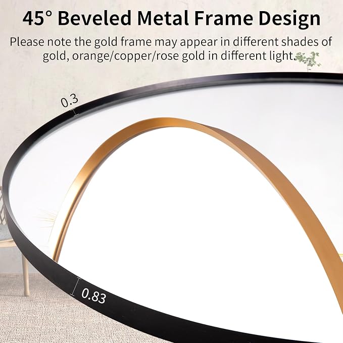32" Round LED Bathroom Mirror, Wall Mounted Round Backlit Mirror LED Bathroom Vanity Mirror with Lights Fog Free Circle Lighted Mirror with Gold Frame, Smart Light up Mirror 3-Color