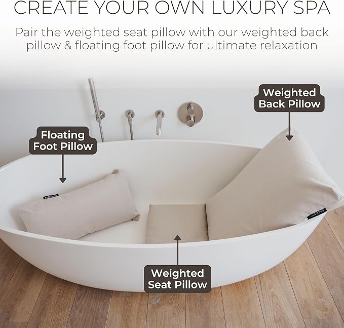 BADESOFA® Luxury Seat Cushion for Bath | Premium-Quality Materials | Comfortable & Quick-Drying | Washable Bath Pillow in Blue | Home Spa | Suitable for Bathtub, Steam Sauna & Hot Tub
