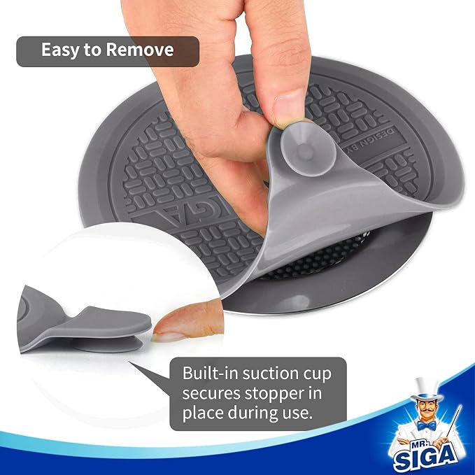 MR.SIGA Silicone Bathtub Stopper, Drain Stopper for Shower, Sink, 3 Pack | 13 cm/5.1" diameter bathtub drain stopper, silicone drain plug