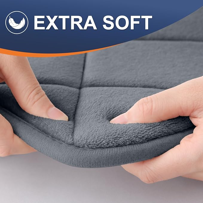 OLANLY Memory Foam Bath Mat 36x24, Ultra Soft and Absorbent Bathroom Rugs | Dark Grey, Quick Dry, Machine Washable Shower Bath Rugs, Comfortable Bath Carpet for Bathroom Floor, Tub and Shower