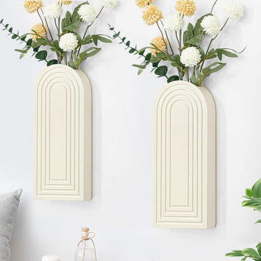 Handmade Wooden Wall Vases Set of 2 for Plants | Boho Rustic Farmhouse Decor for Indoor Artificial Plants and Flowers. Perfect for Living Room, Bedroom, Bathroom, or Patio