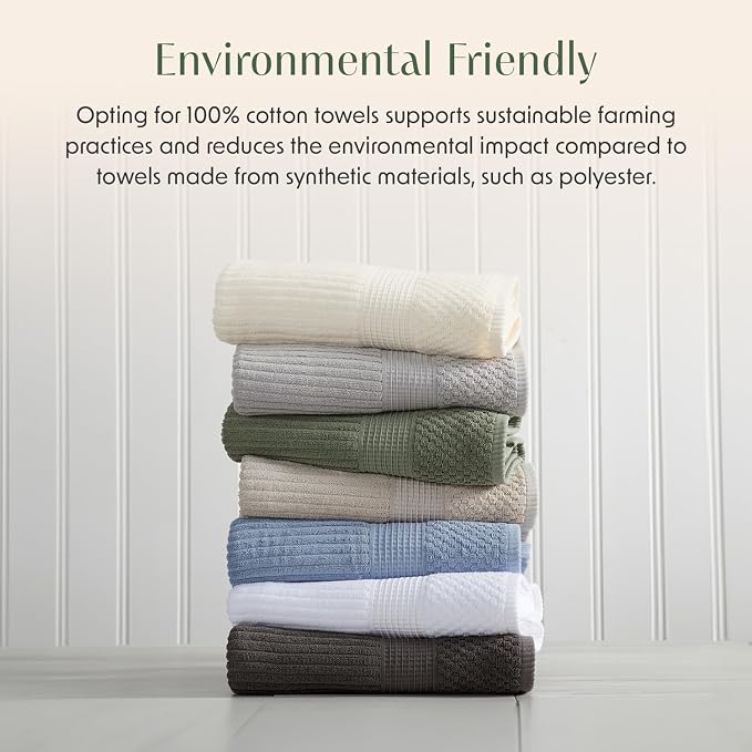 100% Cotton Bath Towel Set | 4-Pack | Textured | Green | Absorbent & Quick-Dry Bathroom Towels | Textured and Durable Cotton Towels for Bathroom | OEKO-TEX | Krista Collection