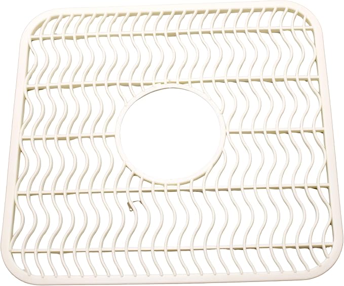 Dependable Industries Inc. Essentials 2 Pack Plastic Sink Protector Mat with Center Drain Cutout Protect Sink and Glasses and Dishes from Scratches and Breaks 12" x 11" Off White (Off White)