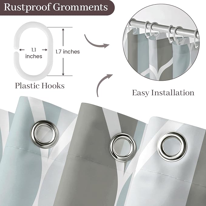 Gelbchu Grey Blend Geometric Shower Curtain for Bathroom, 72x84 Inch | with Hooks, Premium Polyester, Quick Dry, Water Repellent, Machine Washable, Rustproof Grommets, Modern Minimalist